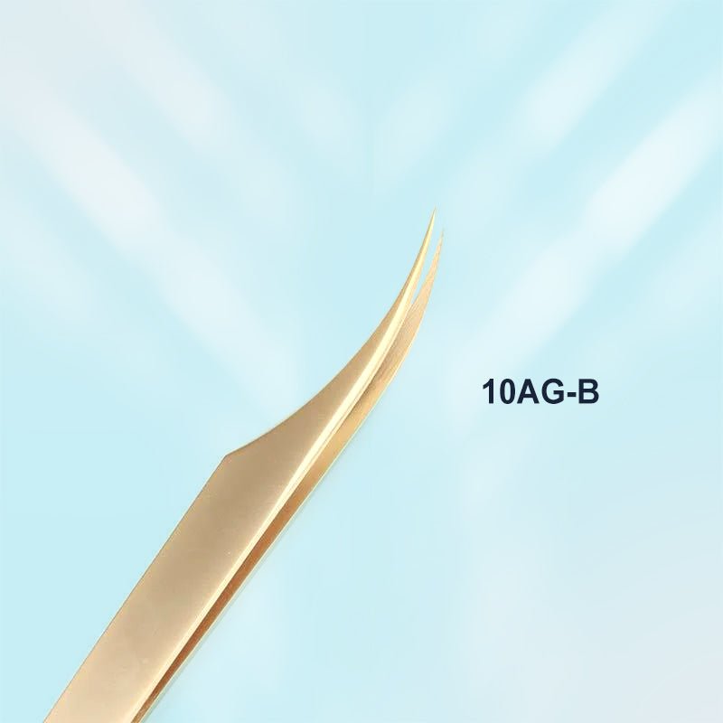 10A Gold B Style Angled Isolation Tweezers For Eyelash Extension - DreamFlowerLashes®