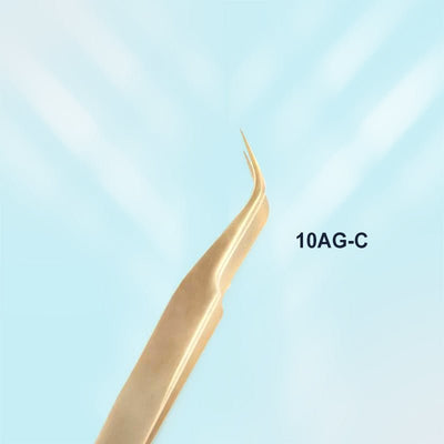 10A Gold C Style Curved Isolation Tweezers For Eyelash Extension - DreamFlowerLashes®