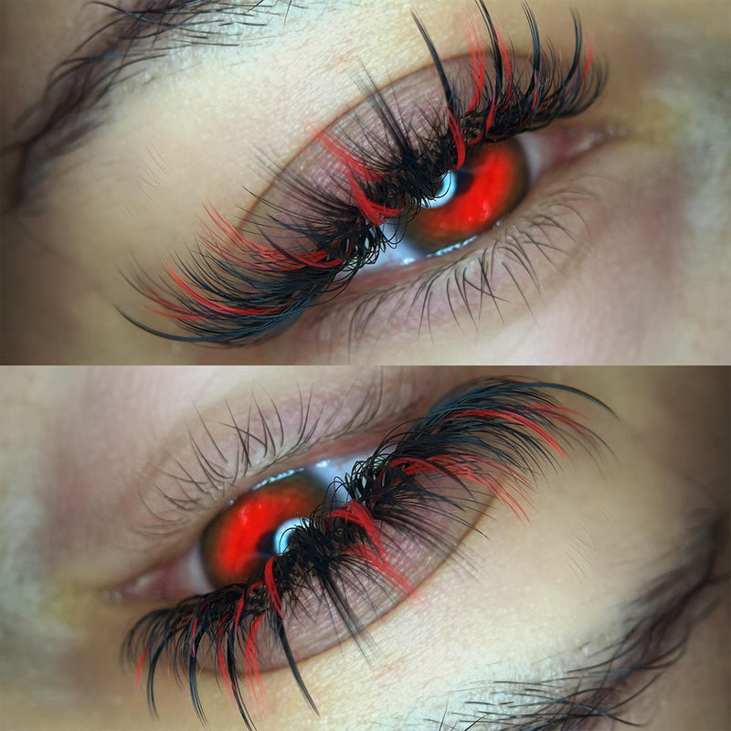 Colored Individual Eyelash Extensions 0.05mm Red Volume Lashes