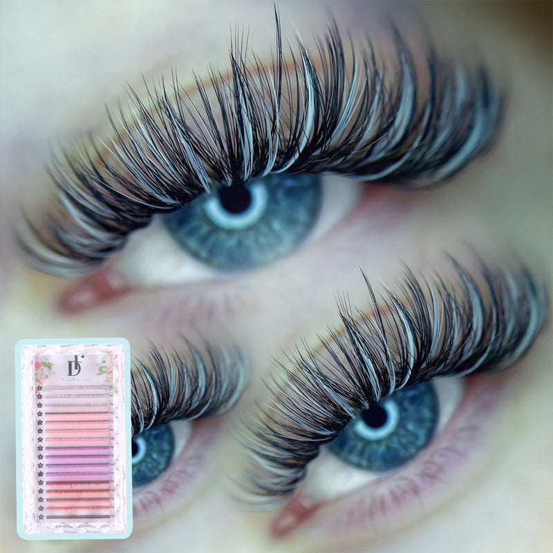 Colored Individual Eyelash Extensions 0.05mm White Ombre Volume Lashes