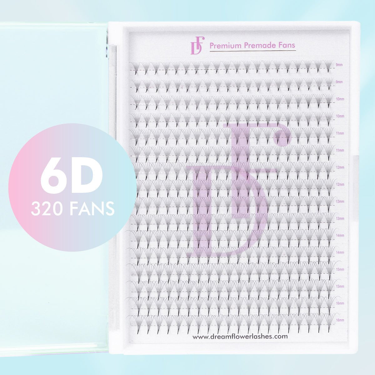 6D Large Tray 352 Fans 0.07mm Pointy Base Premade Volume Fans - DreamFlowerLashes®