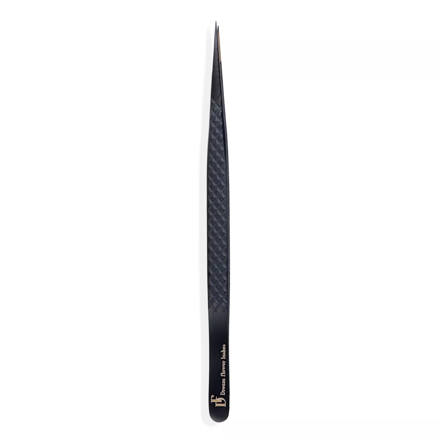 Fiber Tip Lash Tweezers Skinny Straight Black Coated Tweezers | FT-E