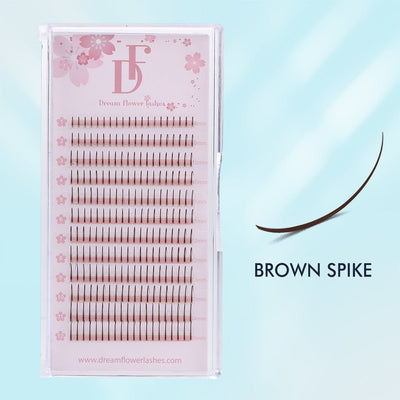 Brown Colored Premade Spike Lash Extensions for Wispy Set - DreamFlowerLashes®