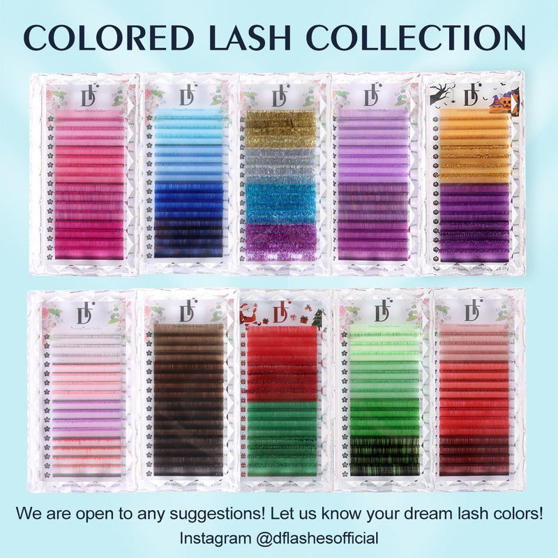 Christmas Glittery Colored Individual Eyelash Extensions 0.05mm - DreamFlowerLashes®