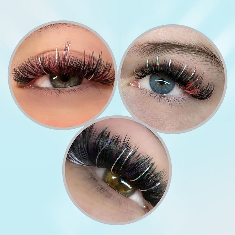 Colored Glittery Holographic Individual Eyelash Extensions - DreamFlowerLashes®