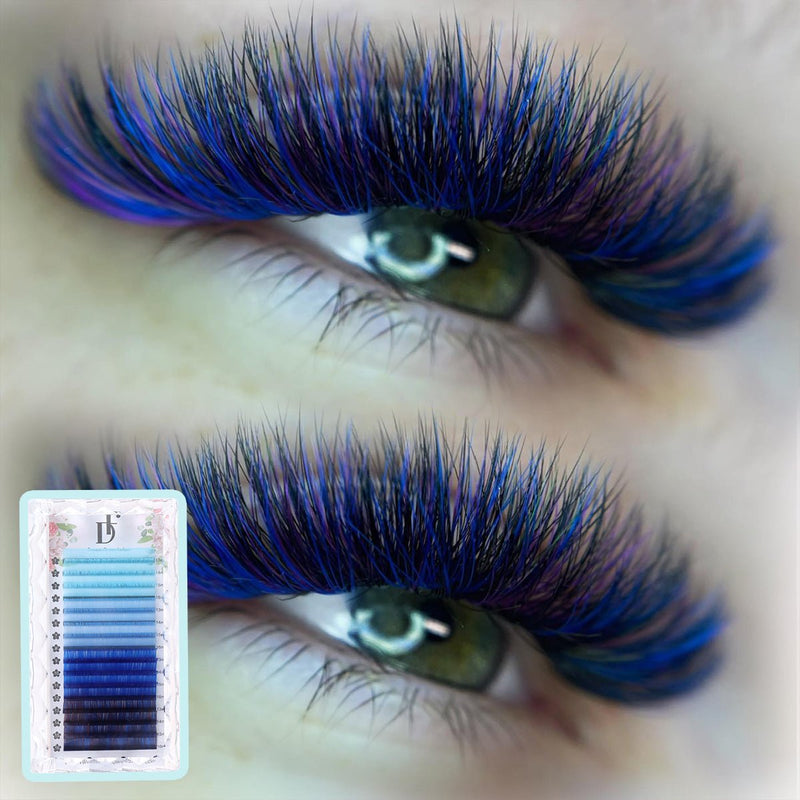 Colored Individual Eyelash Extensions 0.05mm Blue Volume Lashes - DreamFlowerLashes®