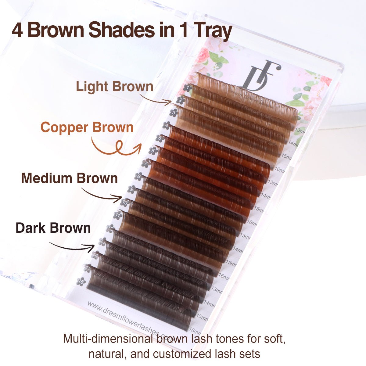 Colored Individual Eyelash Extensions 0.05mm Brown Volume Lashes - DreamFlowerLashes®