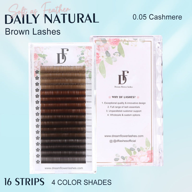 Colored Individual Eyelash Extensions 0.05mm Brown Volume Lashes - DreamFlowerLashes®