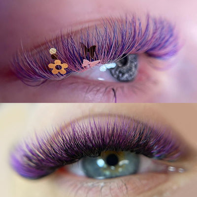 Colored Individual Eyelash Extensions 0.05mm Purple Volume Lashes - DreamFlowerLashes®