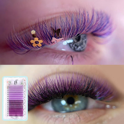 Colored Individual Eyelash Extensions 0.05mm Purple Volume Lashes - DreamFlowerLashes®