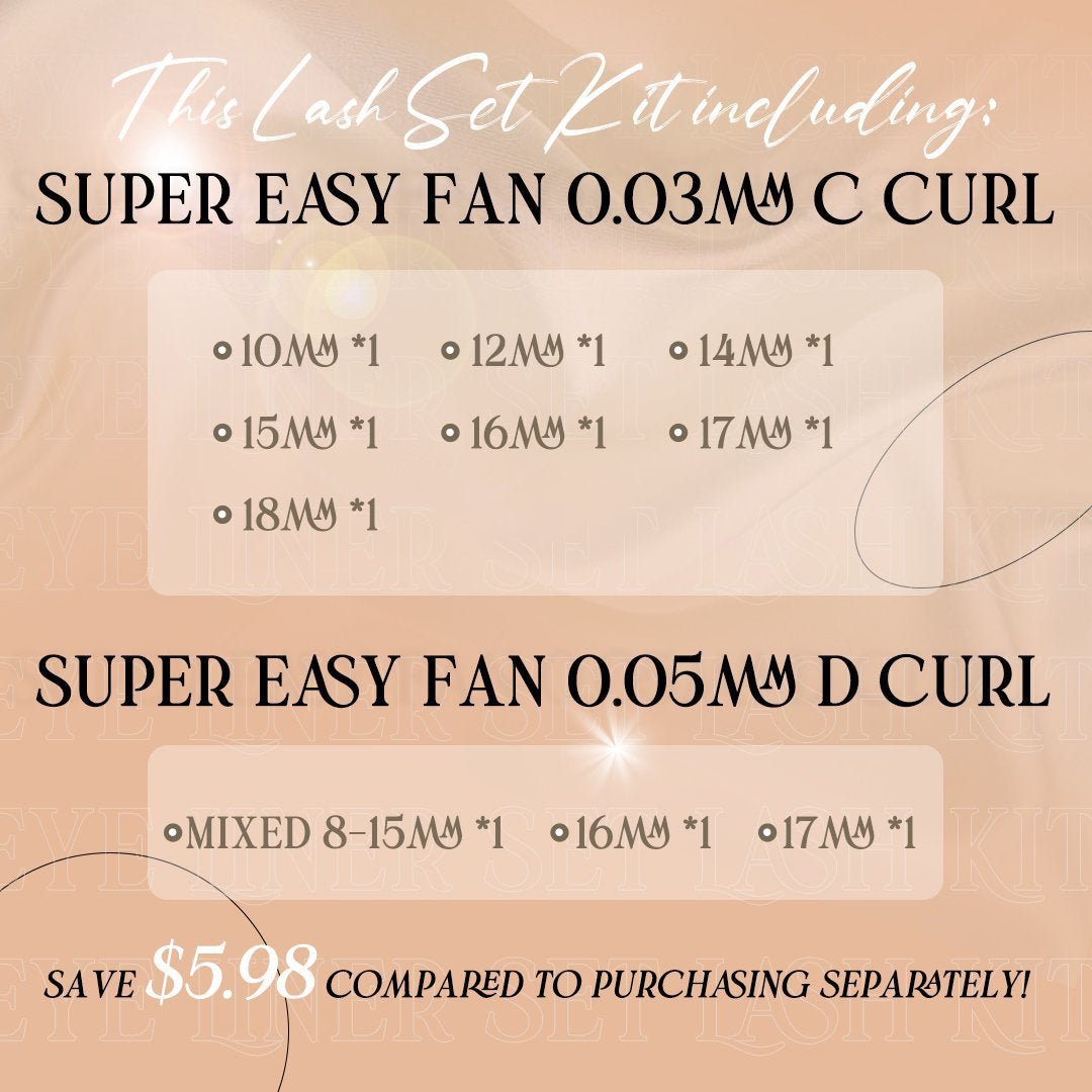 Eye Liner Set Super Easy Fan Eyelash Extensions Kit - DreamFlowerLashes®