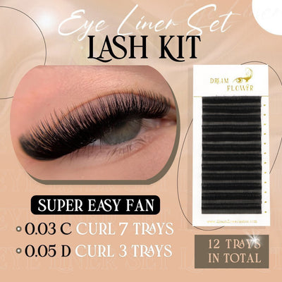 Eye Liner Set Super Easy Fan Eyelash Extensions Kit - DreamFlowerLashes®