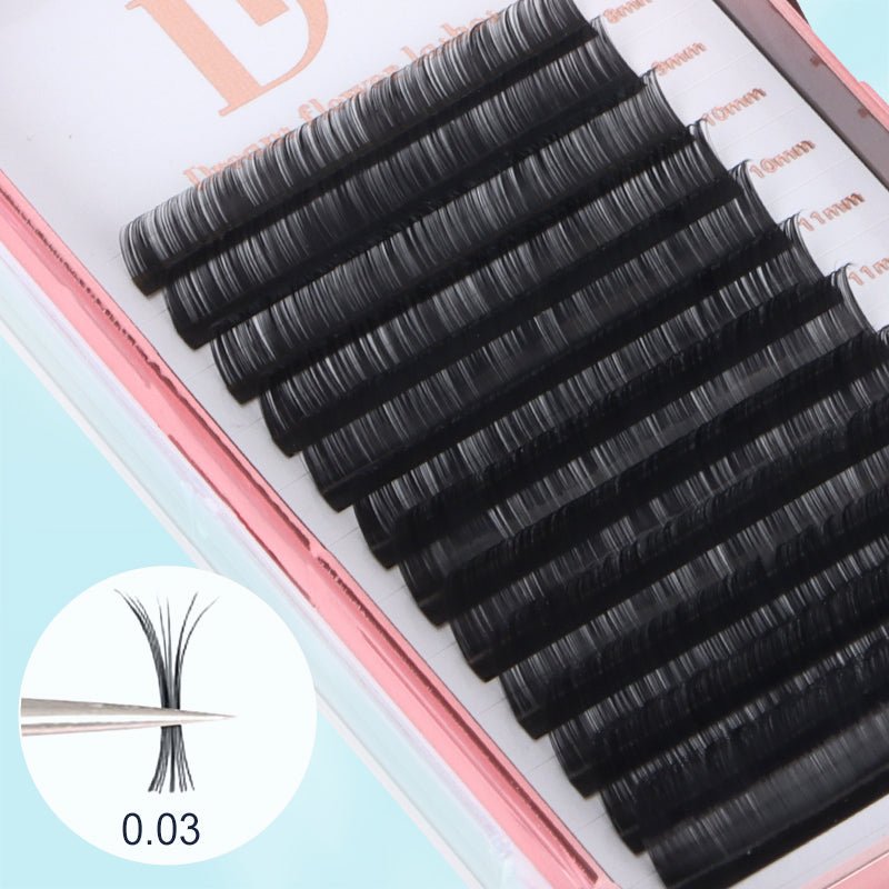 Favor Shiny Black Volume Lashes 0.03mm Lash Extensions Mixed Length - DreamFlowerLashes®