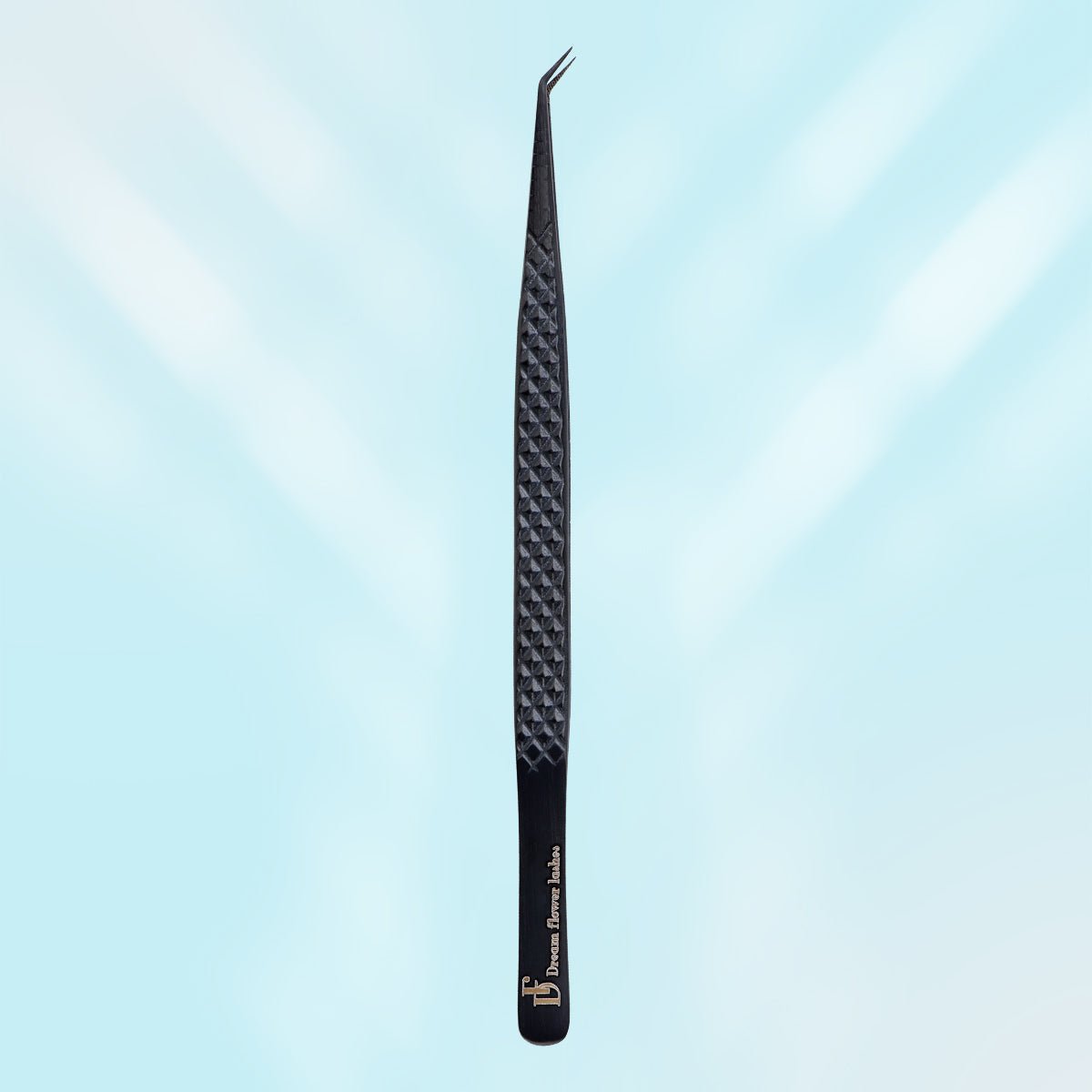 Fiber Tip Lash Tweezers 45 Degree Black Coated Eyelash Extension Tweezers | FT - A - DreamFlowerLashes®
