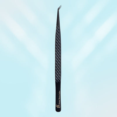 Fiber Tip Lash Tweezers 45 Degree Black Coated Eyelash Extension Tweezers | FT - A - DreamFlowerLashes®