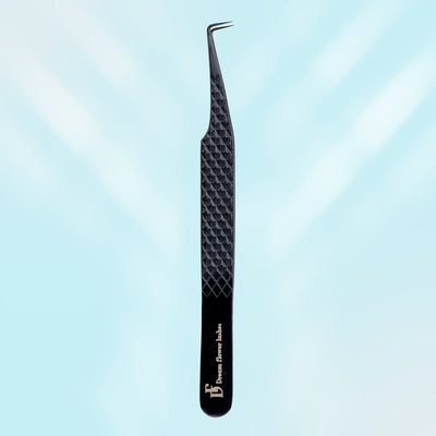 Fiber Tip Lash Tweezers 90 Degree Black Coated Eyelash Extension Tweezers | FT - B - DreamFlowerLashes®