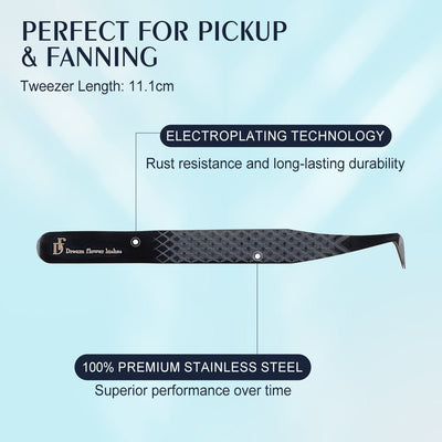 Fiber Tip Lash Tweezers Black Coated Eyelash Extension Boot Tweezers | FT - G - DreamFlowerLashes®