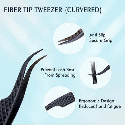 Fiber Tip Lash Tweezers Black Coated Eyelash Extension Tweezers - DreamFlowerLashes®