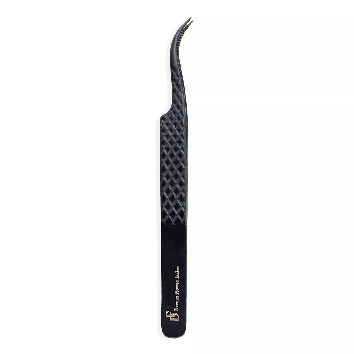 Fiber Tip Lash Tweezers Curved Black Coated Tweezers | FT-C - DreamFlowerLashes®