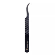 Fiber Tip Lash Tweezers Curved Black Coated Tweezers | FT-C - DreamFlowerLashes®