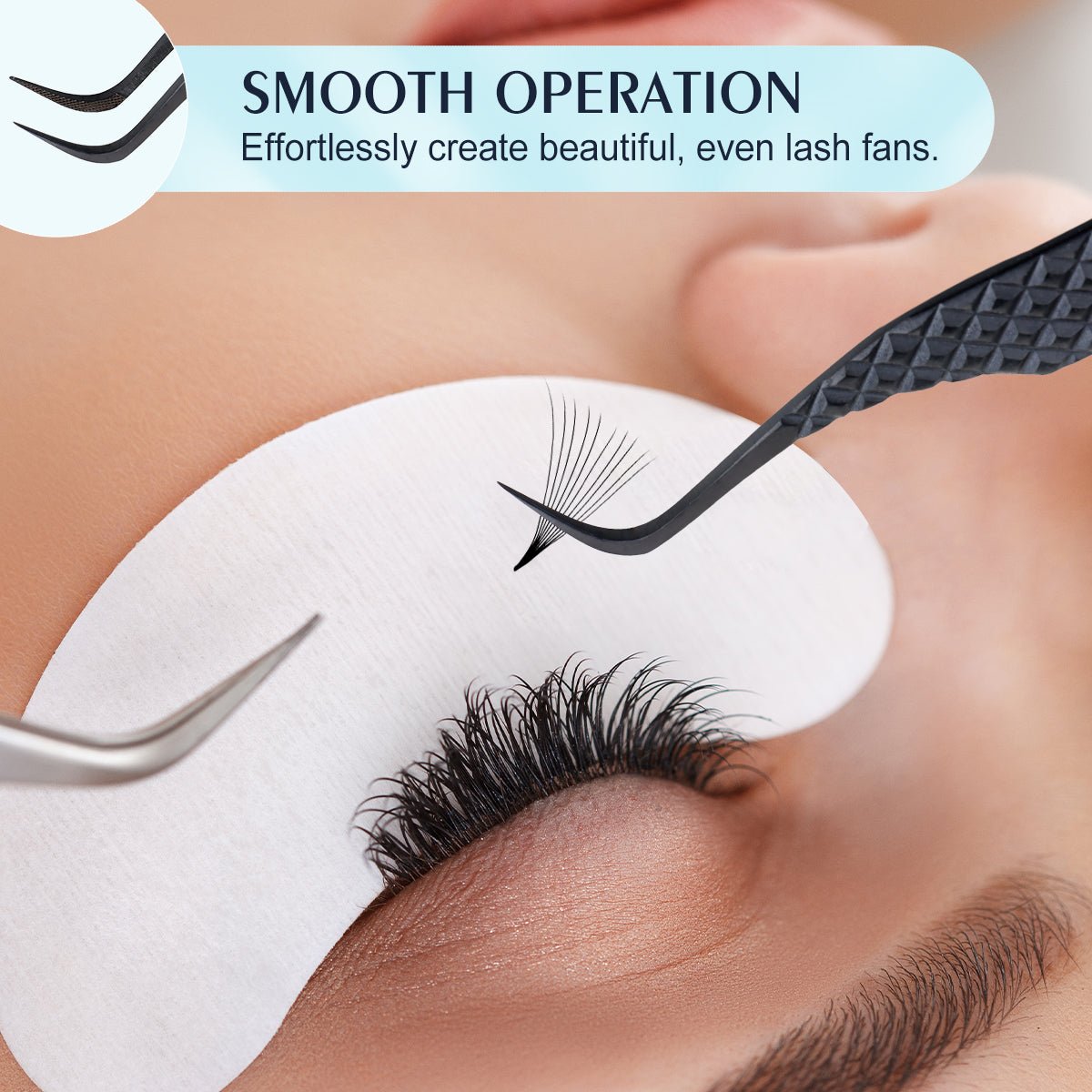 Fiber Tip Lash Tweezers M Narrow Black Coated Eyelash Extension Tweezers | FT - D - DreamFlowerLashes®