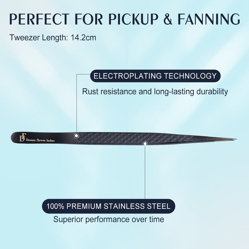 Fiber Tip Lash Tweezers Skinny Straight Coated Eyelash Extension Tweezers | FT - E - DreamFlowerLashes®