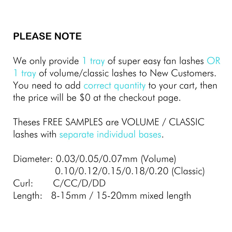 Free Samples for NEW Customers - Volume / Classic Lashes (ONE TRAY FOR FREE ONLY) - DreamFlowerLashes®