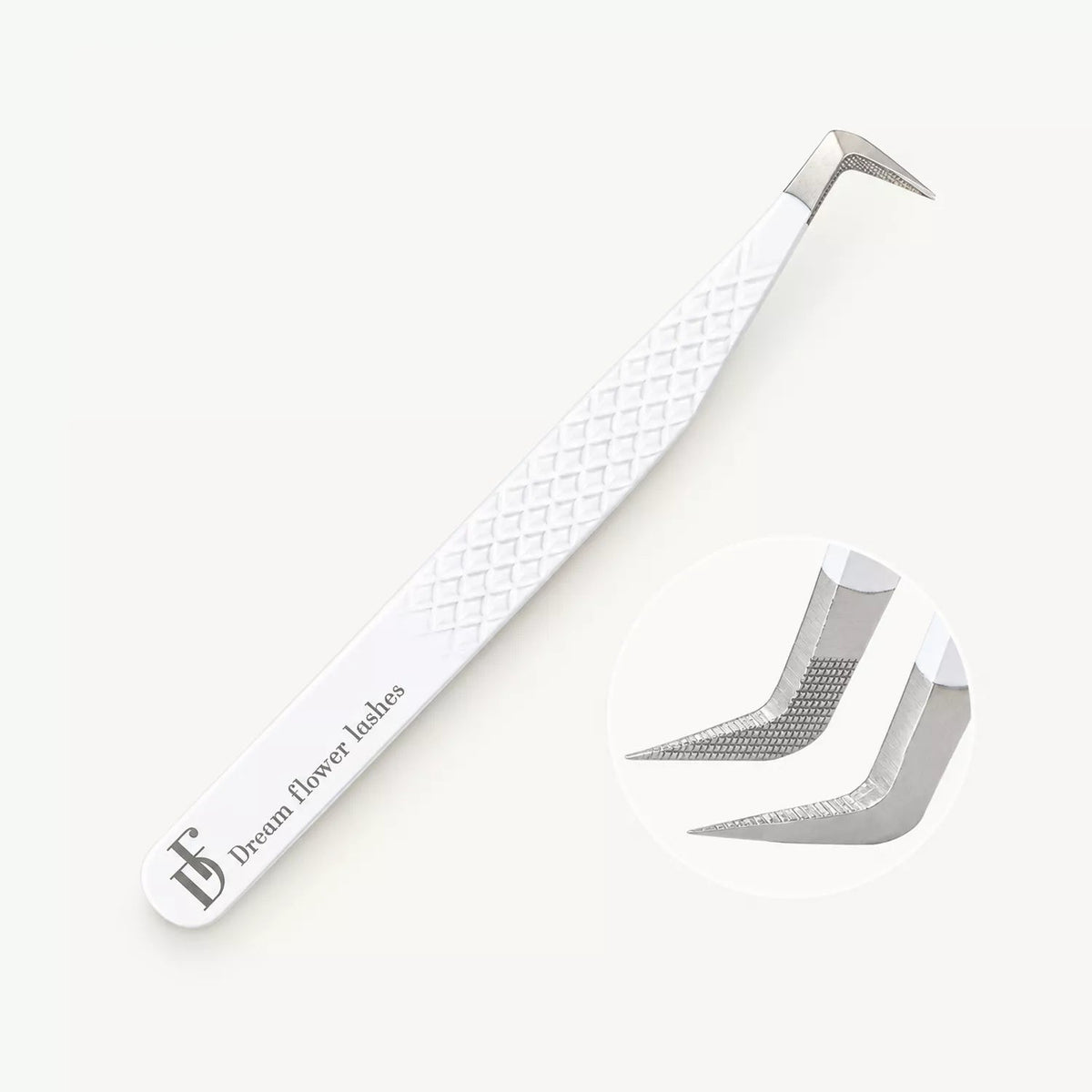 FT-A Fiber Tip White 90 Degree Volume Tweezers - DreamFlowerLashes®