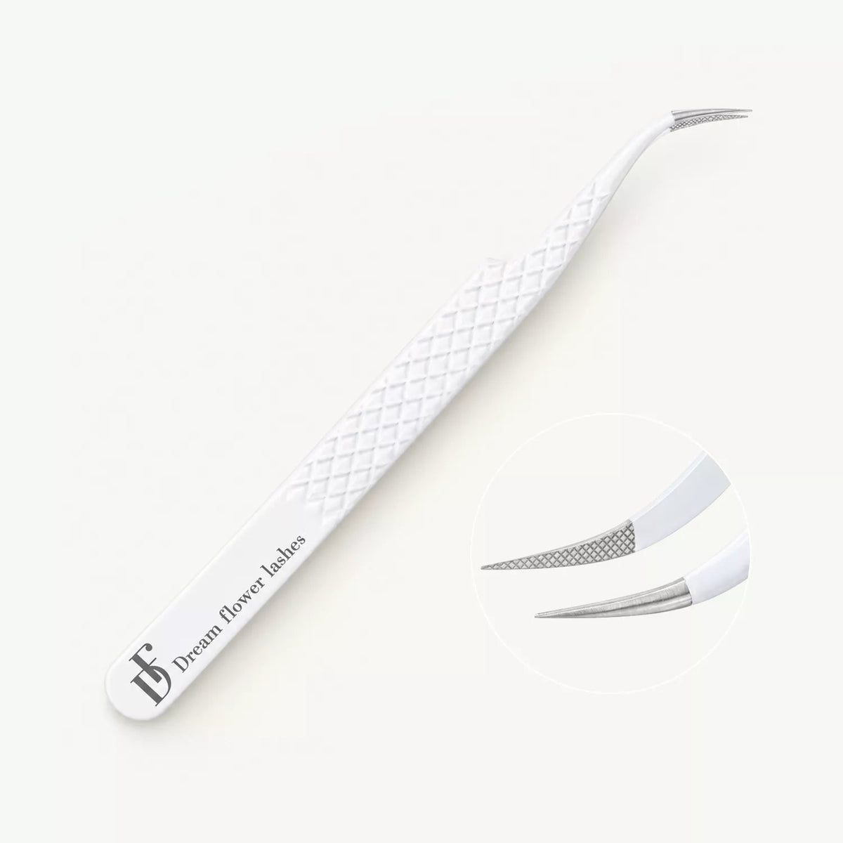 FT-D Fiber Tip White Curved Multifunctional Tweezers - DreamFlowerLashes®