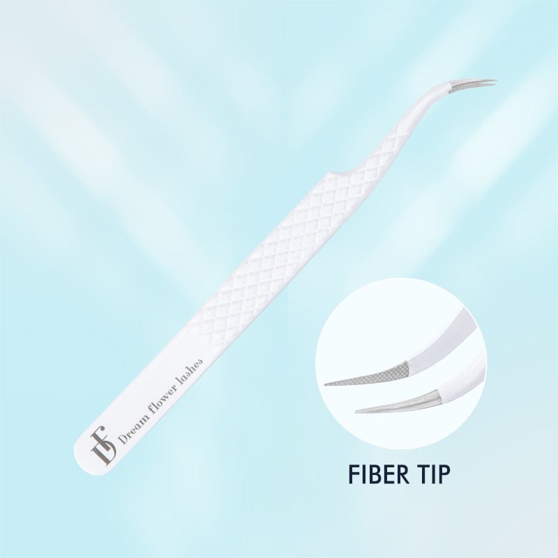 FT - D Fiber Tip White Curved Multifunctional Tweezers - DreamFlowerLashes®