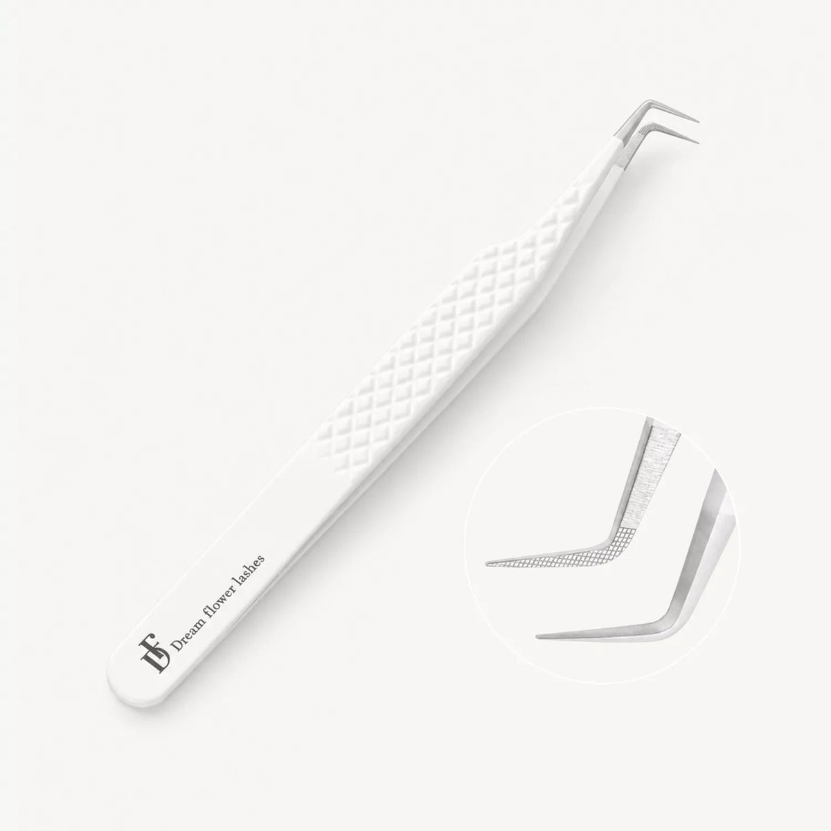 FT-E Fiber Tip White 90-Degree Mega Volume Tweezers - DreamFlowerLashes®