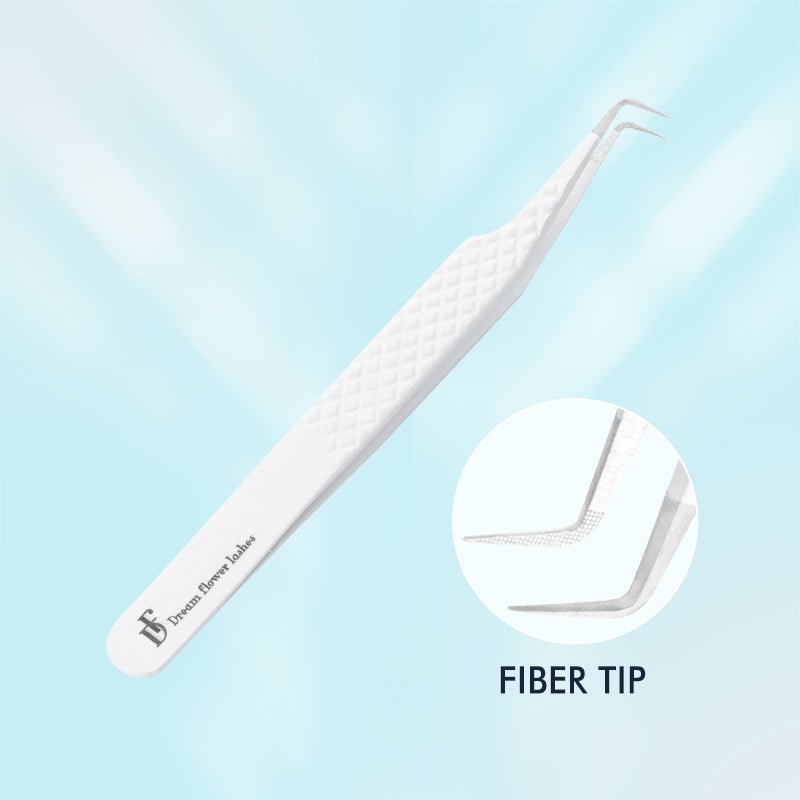 FT - E Fiber Tip White 90 - Degree Mega Volume Tweezers - DreamFlowerLashes®