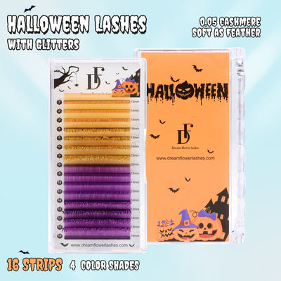 Halloween Glittery Colored Individual Eyelash Extensions 0.05mm - DreamFlowerLashes®