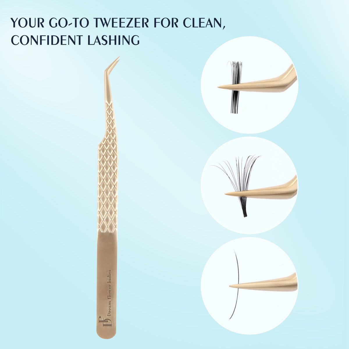 Light Gold 45 Degree Lash Tweezer - DreamFlowerLashes®