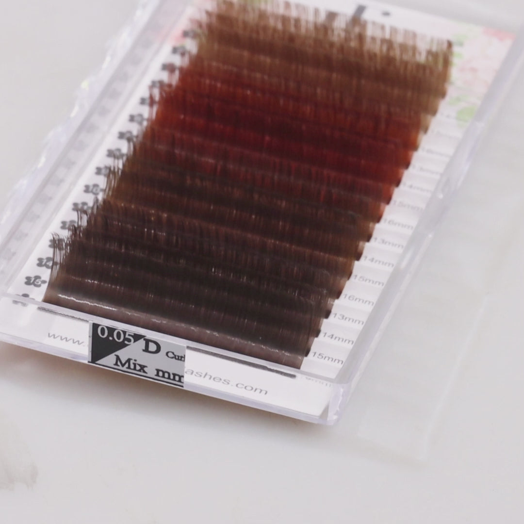 Load video: Colored Individual Eyelash Extensions 0.05mm Brown Volume Lashes