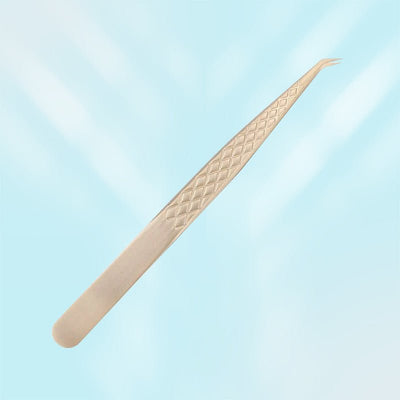 Satin Gold Classic Picking Wide Tweezers For Eyelash Extension - DreamFlowerLashes®