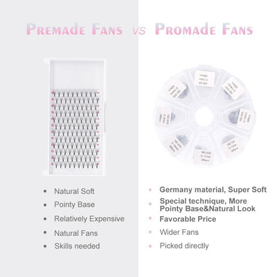 WHOLESALE Mixed Length Pointy Base Promade Loose Volume Fans - DreamFlowerLashes®