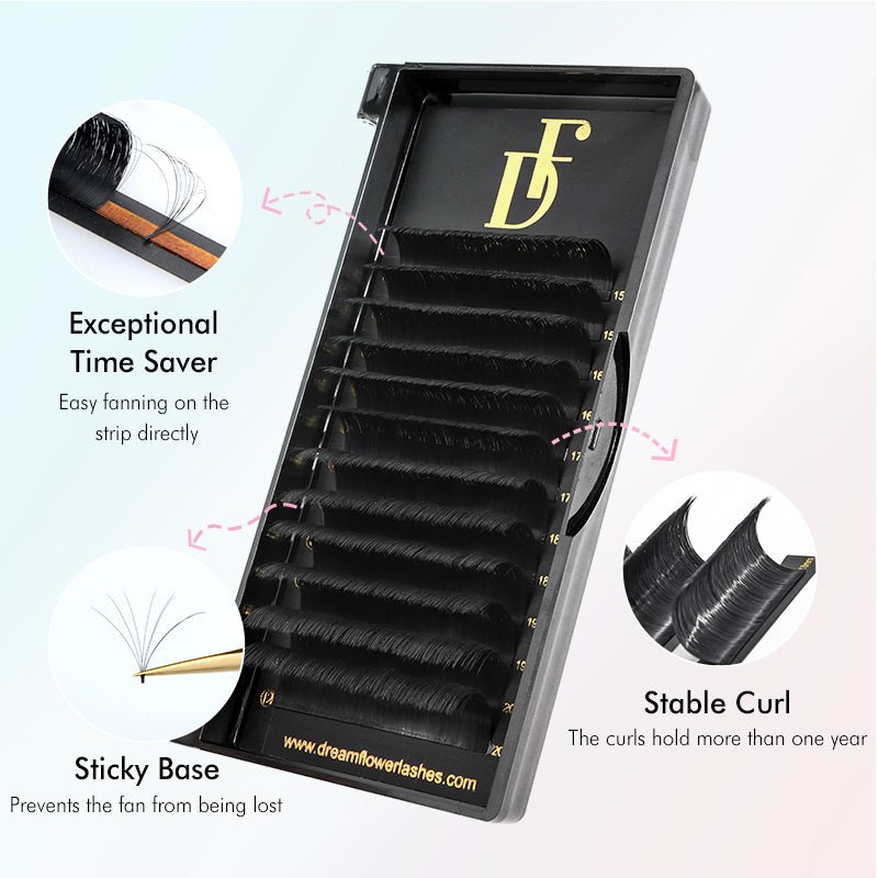 WHOLESALE Super Easy Fan Lash Extensions 0.03mm Self Fanning Lashes - DreamFlowerLashes®