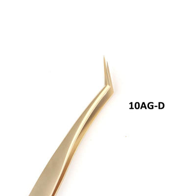 10A Gold D Style Tweezers For Professional Eyelash Extension - dreamflowerlashes
