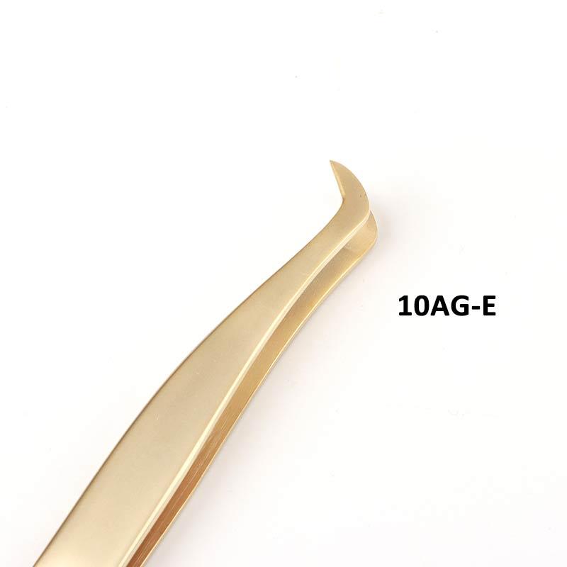 10A Gold E Style Tweezers For Professional Eyelash Extension - dreamflowerlashes