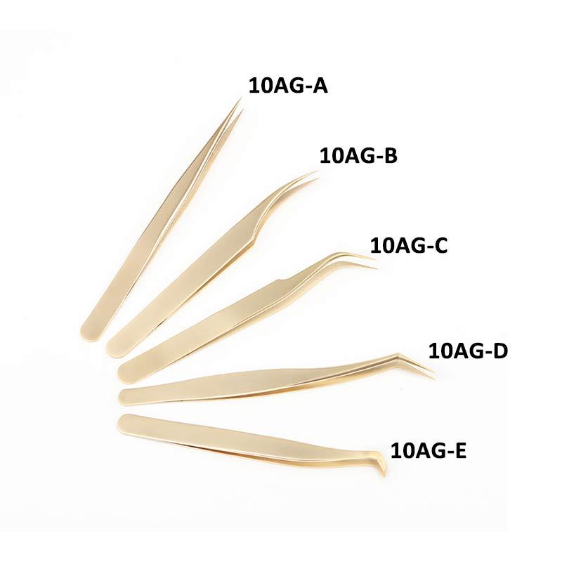 10A Gold Tweezers For Professional Eyelash Extension - dreamflowerlashes
