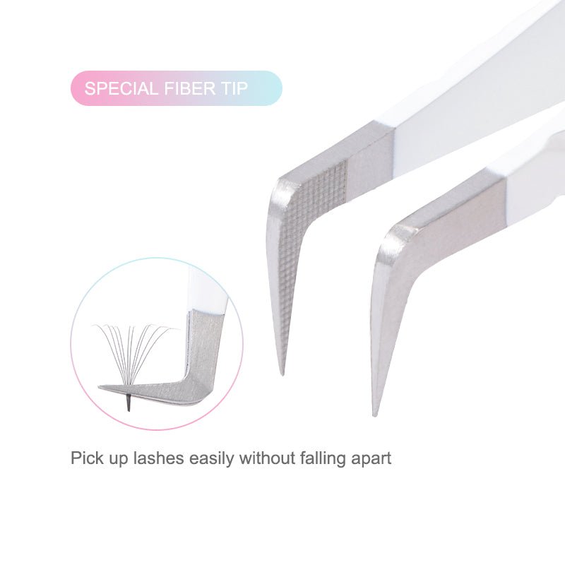 FT-A Fiber Tip White 90 Degree Volume Tweezers - DreamFlowerLashes®