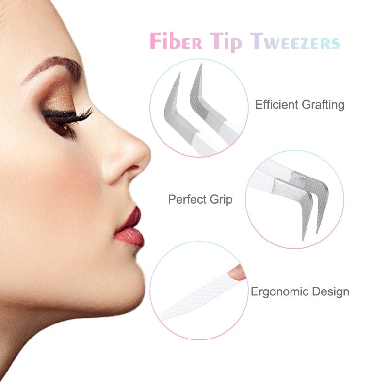 FT-A Fiber Tip White 90 Degree Volume Tweezers - DreamFlowerLashes®