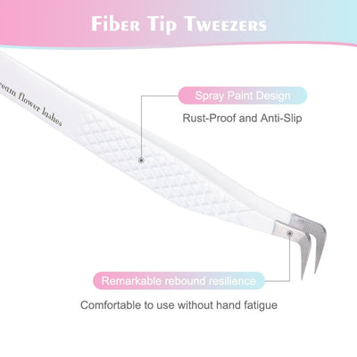 FT-A Fiber Tip White 90 Degree Volume Tweezers - DreamFlowerLashes®