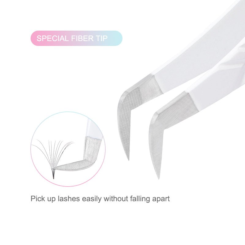 FT-B Fiber Tip White Mega Volume Tweezers - DreamFlowerLashes®