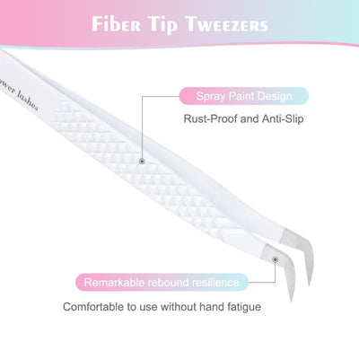 FT-B Fiber Tip White Mega Volume Tweezers - DreamFlowerLashes®