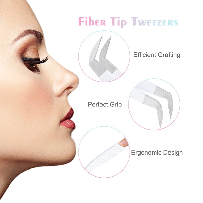 FT-B Fiber Tip White Mega Volume Tweezers - DreamFlowerLashes®