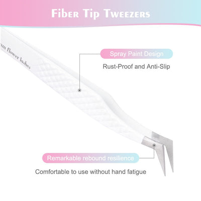 FT-C Fiber Tip White L-Angled Volume Tweezers - DreamFlowerLashes®