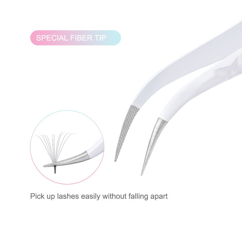 FT-D Fiber tip White Curve Volume Tweezers - DreamFlowerLashes®