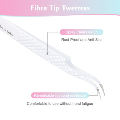 FT-D Fiber tip White Curve Volume Tweezers - DreamFlowerLashes®